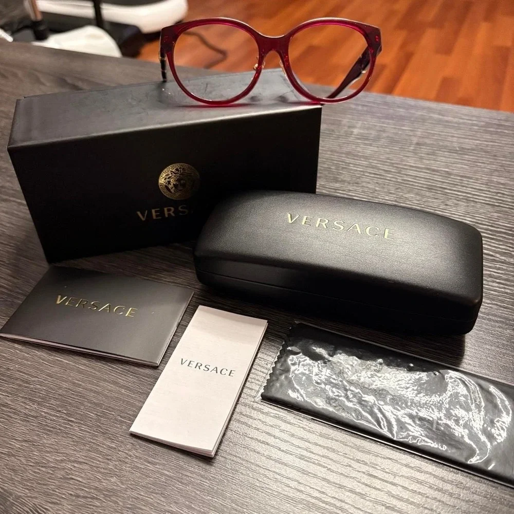 Versace Women's Transparent Red Eyeglasses 53-7-140 frames Model VE3351-D 5430